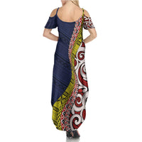 Aotearoa and Niue Family Matching Summer Maxi Dress and Hawaiian Shirt Hiapo Maori Stylized Koru LT03 - Polynesian Pride
