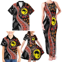 Aotearoa and Australia Family Matching Tank Maxi Dress and Hawaiian Shirt Maori Koru Ferns With Aboriginal Kangaroo LT03 - Polynesian Pride