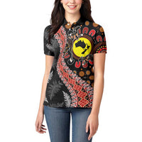 Aotearoa and Australia Women Polo Shirt Maori Koru Ferns With Aboriginal Kangaroo