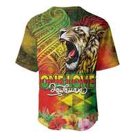 Hawaiian Reggae Baseball Jersey Jawaiian One Love-Tribal Tatoos and Rastafari Lion - Polynesian Pride