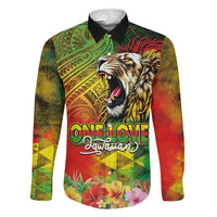 Hawaiian Reggae Family Matching Summer Maxi Dress and Hawaiian Shirt Jawaiian One Love-Tribal Tatoos and Rastafari Lion LT03 Dad's Shirt - Long Sleeve Multicolor - Polynesian Pride