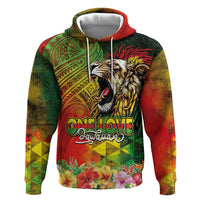 Hawaiian Reggae Hoodie Jawaiian One Love-Tribal Tatoos and Rastafari Lion LT03 Pullover Hoodie Multicolor - Polynesian Pride