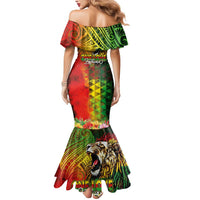 Hawaiian Reggae Mermaid Dress Jawaiian One Love-Tribal Tatoos and Rastafari Lion LT03 - Polynesian Pride