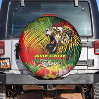 Hawaiian Reggae Spare Tire Cover Jawaiian One Love-Tribal Tatoos and Rastafari Lion LT03 Multicolor - Polynesian Pride