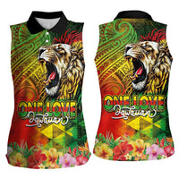 Hawaiian Reggae Women Sleeveless Polo Shirt Jawaiian One Love-Tribal Tatoos and Rastafari Lion LT03 - Polynesian Pride