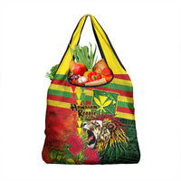 Hawaiian Reggae Grocery Bag Kakau Art Motifs with Ohia Lehua and Rastafari Lion LT03 1-pack One Size Multicolor - Polynesian Pride