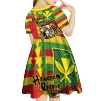 Hawaiian Reggae Kid Short Sleeve Dress Kakau Art Motifs with Ohia Lehua and Rastafari Lion LT03 - Polynesian Pride