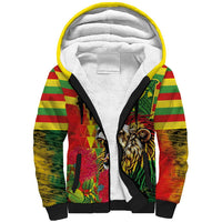Hawaiian Reggae Sherpa Hoodie Kakau Art Motifs with Ohia Lehua and Rastafari Lion LT03 Unisex Multicolor - Polynesian Pride