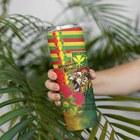 Hawaiian Reggae Skinny Tumbler Kakau Art Motifs with Ohia Lehua and Rastafari Lion LT03 - Polynesian Pride