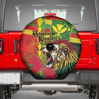 Hawaiian Reggae Spare Tire Cover Kakau Art Motifs with Ohia Lehua and Rastafari Lion LT03 - Polynesian Pride