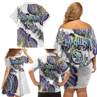Traditional Art Hawaiian Kakau Tattoos Family Matching Off Shoulder Short Dress and Hawaiian Shirt Graffiti Style LT03 - Polynesian Pride
