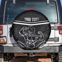 Custom Hawaii Warrior Spare Tire Cover Kakau Quilt Pattern LT03 Black - Polynesian Pride
