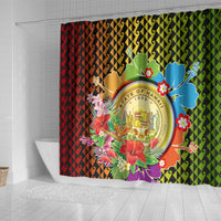 Hawaii Womens Day Wahine Shower Curtain Strong Beautiful Woman with Kakau Style LT03 - Polynesian Pride