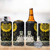Flores de Mayo and Filipino Fiesta 4 in 1 Can Cooler Tumbler The Sun-Jasmine and Polynesian Yakan Tattoo Barong Style LT03 - Polynesian Pride