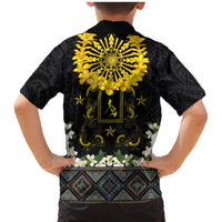 Flores de Mayo and Filipino Fiesta Family Matching Mermaid Dress and Hawaiian Shirt The Sun-Jasmine and Polynesian Yakan Tattoo Barong Style LT03 - Polynesian Pride