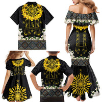 Flores de Mayo and Filipino Fiesta Family Matching Mermaid Dress and Hawaiian Shirt The Sun-Jasmine and Polynesian Yakan Tattoo Barong Style LT03 - Polynesian Pride