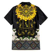 Flores de Mayo and Filipino Fiesta Family Matching Off Shoulder Short Dress and Hawaiian Shirt The Sun-Jasmine and Polynesian Yakan Tattoo Barong Style LT03 - Polynesian Pride