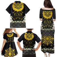 Flores de Mayo and Filipino Fiesta Family Matching Puletasi and Hawaiian Shirt The Sun-Jasmine and Polynesian Yakan Tattoo Barong Style LT03 - Polynesian Pride