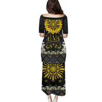 Flores de Mayo and Filipino Fiesta Family Matching Puletasi and Hawaiian Shirt The Sun-Jasmine and Polynesian Yakan Tattoo Barong Style LT03 - Polynesian Pride