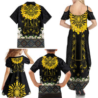 Flores de Mayo and Filipino Fiesta Family Matching Summer Maxi Dress and Hawaiian Shirt The Sun-Jasmine and Polynesian Yakan Tattoo Barong Style LT03 - Polynesian Pride