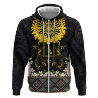 Flores de Mayo and Filipino Fiesta Hoodie The Sun-Jasmine and Polynesian Yakan Tattoo Barong Style LT03 Zip Hoodie Black - Polynesian Pride