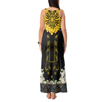 Flores de Mayo and Filipino Fiesta Tank Maxi Dress The Sun-Jasmine and Polynesian Yakan Tattoo Barong Style LT03 - Polynesian Pride