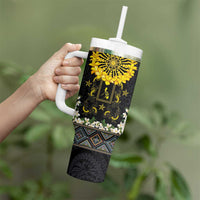 Flores de Mayo and Filipino Fiesta Tumbler With Handle The Sun-Jasmine and Polynesian Yakan Tattoo Barong Style LT03 - Polynesian Pride