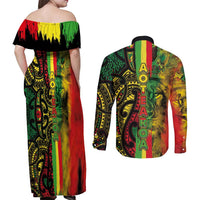 Aotearoa Reggae Couples Matching Off Shoulder Maxi Dress and Long Sleeve Button Shirt Maori Reggae-One Love