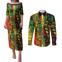 Aotearoa Reggae Couples Matching Puletasi and Long Sleeve Button Shirt Maori Reggae-One Love