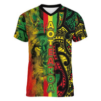 Aotearoa Reggae Women V-Neck T-Shirt Maori Reggae-One Love