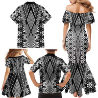 Aotearoa Tukutuku and Poutama Motif Classic Family Matching Mermaid Dress and Hawaiian Shirt LT03 - Polynesian Pride
