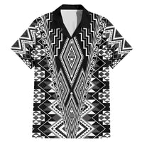 Aotearoa Tukutuku and Poutama Motif Classic Family Matching Mermaid Dress and Hawaiian Shirt LT03 Dad's Shirt - Short Sleeve Gray - Polynesian Pride