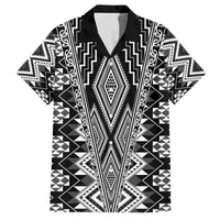 Aotearoa Tukutuku and Poutama Motif Classic Family Matching Off The Shoulder Long Sleeve Dress and Hawaiian Shirt LT03 Dad's Shirt - Short Sleeve Gray - Polynesian Pride