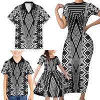 Aotearoa Tukutuku and Poutama Motif Classic Family Matching Short Sleeve Bodycon Dress and Hawaiian Shirt LT03 - Polynesian Pride