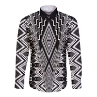 Aotearoa Tukutuku and Poutama Motif Classic Long Sleeve Button Shirt
