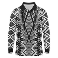 Aotearoa Tukutuku and Poutama Motif Classic Long Sleeve Polo Shirt