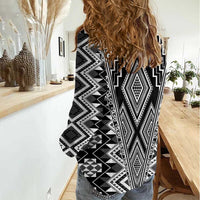 Aotearoa Tukutuku and Poutama Motif Classic Women Casual Shirt