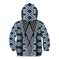 Blue Aotearoa Tukutuku and Poutama Motif Kid Hoodie LT03 - Polynesian Pride