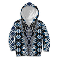 Blue Aotearoa Tukutuku and Poutama Motif Kid Hoodie LT03 Zip Hoodie Blue - Polynesian Pride
