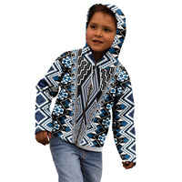 Blue Aotearoa Tukutuku and Poutama Motif Kid Hoodie LT03 - Polynesian Pride