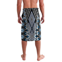 Blue Aotearoa Tukutuku and Poutama Motif Lavalava