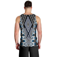 Blue Aotearoa Tukutuku and Poutama Motif Men Tank Top