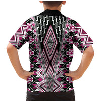 Pink Aotearoa Tukutuku and Poutama Motif Family Matching Mermaid Dress and Hawaiian Shirt LT03 - Polynesian Pride