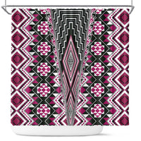 Pink Aotearoa Tukutuku and Poutama Motif Shower Curtain LT03 Pink - Polynesian Pride