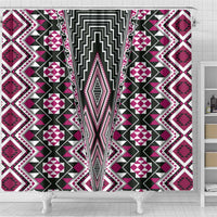 Pink Aotearoa Tukutuku and Poutama Motif Shower Curtain LT03 - Polynesian Pride