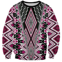 Pink Aotearoa Tukutuku and Poutama Motif Sweatshirt