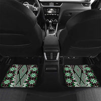 Green Aotearoa Tukutuku and Poutama Motif Car Mats LT03 Set 2pcs - Back Green - Polynesian Pride