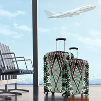 Green Aotearoa Tukutuku and Poutama Motif Luggage Cover