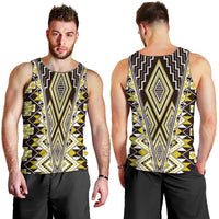 Yellow Aotearoa Tukutuku and Poutama Motif Men Tank Top