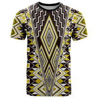 Yellow Aotearoa Tukutuku and Poutama Motif T Shirt